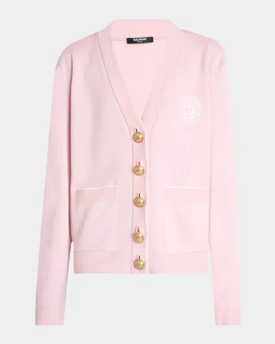 BALMAIN EMRBOIDERED LOOSE-FIT KNIT CARDIGAN