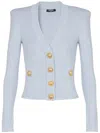 Balmain Gold Buttons Knit Cardigan In Neutral