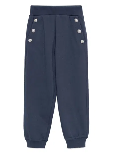 Balmain Kids' Engraved-buttons Trousers In Blue