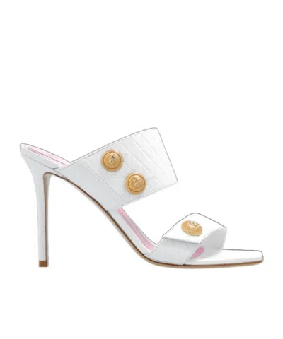 Balmain Eva 100mm Leather Mules In White