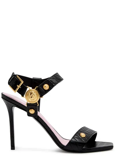 Balmain Eva 115 Quilted Leather Sandals In Black