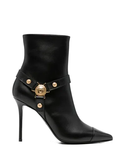 Pre-owned Balmain Eva Logo-plaque Ankle Boots In Black