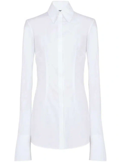 Balmain Extra-long Sleeves Cotton Shirt In White