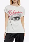Balmain Women's Boatneck Eye Print Top
