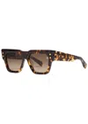 Balmain Eyewear B-army Rectangle-frame Sunglasses In Brown Havana