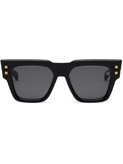 Balmain B-army Acetate Square Sunglasses In Black