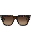 Balmain B-army Acetate Square Sunglasses In Brown