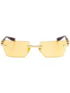 Balmain Bps-150g-53 Rectangle-frame Sunglasses In Gold