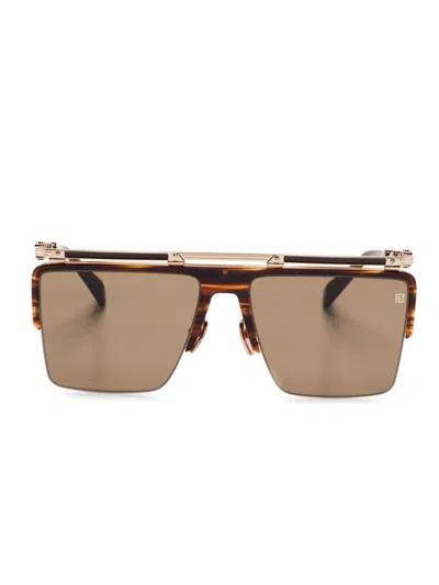 Balmain Half-rimless Sunglasses In Brown
