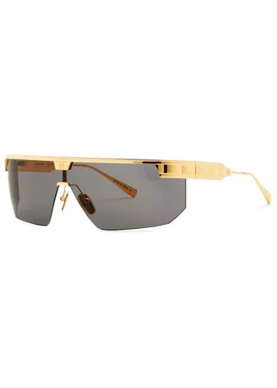 Balmain Eyewear Major Wrap-around Sunglasses In Gold