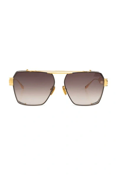 Balmain Eyewear Premier Square Frame Sunglasses In Gold