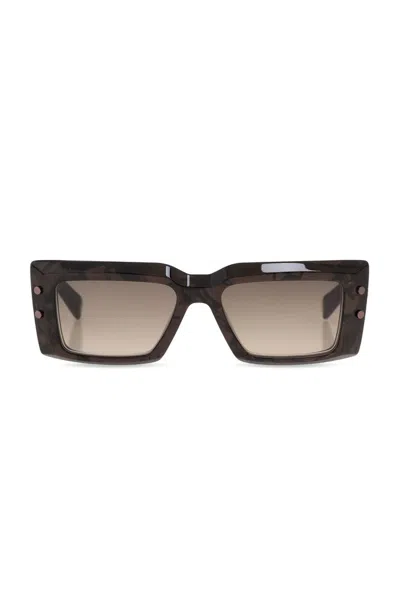 Balmain Eyewear Rectangle Frame Sunglasses In Brown