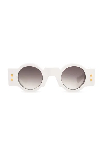 Balmain Eyewear Round Frame Sunglasses In White