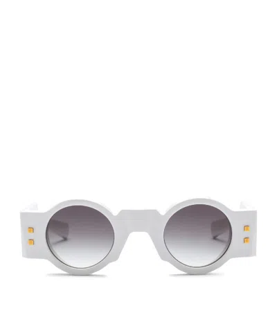 Balmain Eyewear Round Olivier Sunglasses In White