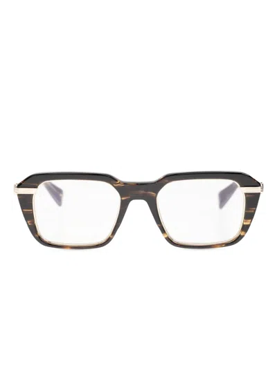 Balmain Square-frame Glasses In 褐色