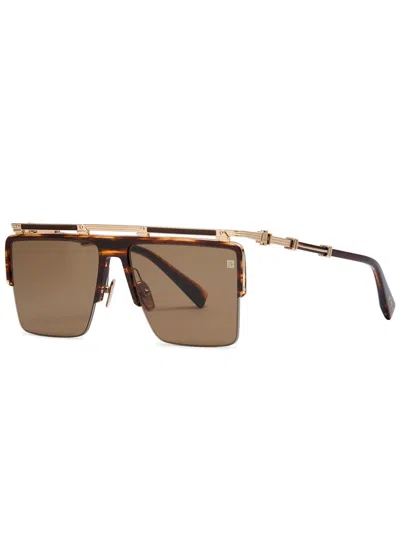 Balmain Eyewear Triomphe Aviator-style Sunglasses In Gold