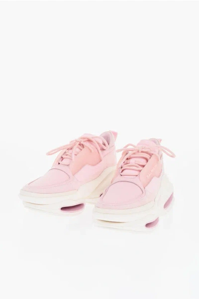 Balmain Fabric And Suede B Bold Low-top Sneakers With Chunky Sole In Pink