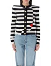 Balmain Face Mariniere Knit Strong-shoulder Cardigan