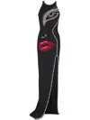 Balmain Face-motif Maxi Dress In Black