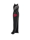 Balmain Face-motif Maxi Dress In Black