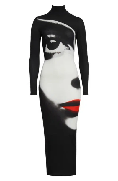 Balmain Face Print Long Sleeve Dress