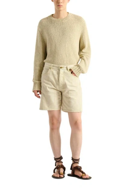Balmain Faded Denim Bermuda Shorts In Brown