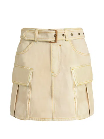 Balmain Faded Denim Skirt In Neutral