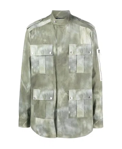 Balmain Faded-effect Military Jacket In Gray