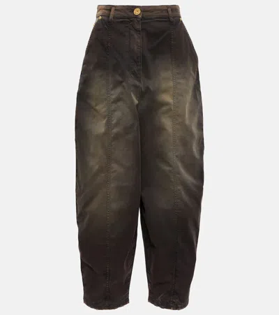 Balmain High-rise Jeans In Beige/marron Glace