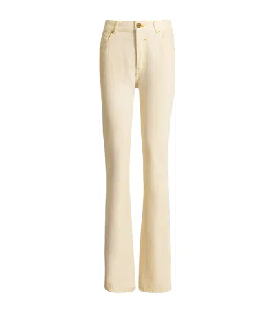 Balmain Faded High-rise Jeans In Beige