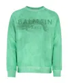 Balmain Faded Logo Print Sweatshirt In Green