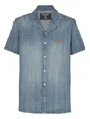 Balmain Faded Short-sleeved Pajama Shirt In Blue