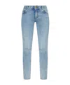 Balmain Faded-wash Button-embellished Jeans In Blue