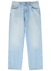 Balmain Straight Leg Denim Trousers In Light Blue