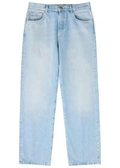 Balmain Straight Leg Denim Trousers In Blue