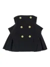 Balmain Button-embellished Pleated Grain De Poudre Wool Mini Skirt In Black