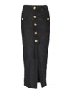 Balmain Buttoned High Waist Skirt With Slit Detail In Black