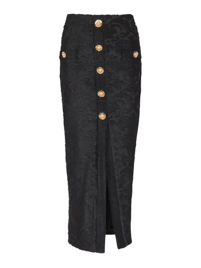 BALMAIN BAROQUE PATTERN MIDI SKIRT