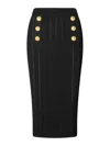 Balmain "knitted Midi Skirt With Embossed In Black