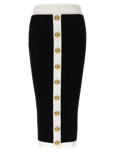 Balmain Fashionable Black And White Midi Skirt For Women