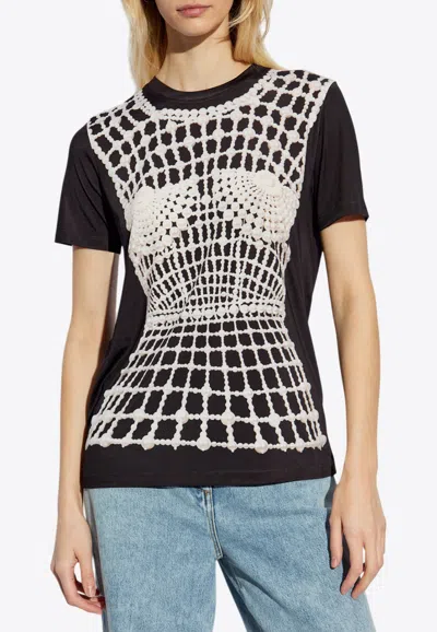 BALMAIN FAUX EMBROIDERY PRINT T-SHIRT