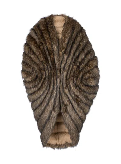 Balmain Faux Fur Cape In Brown