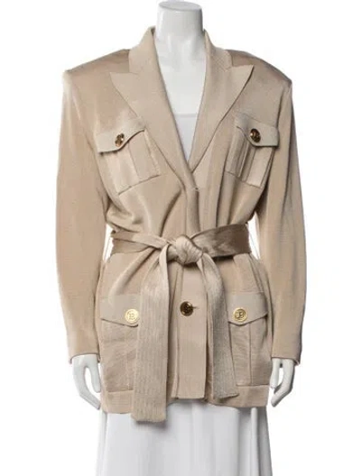 Pre-owned Balmain Faux Fur Coat In Neutral