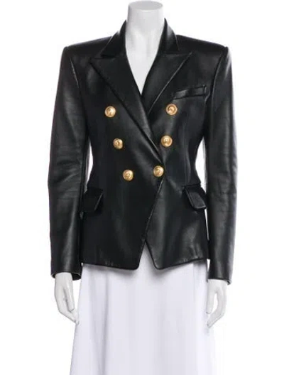 Pre-owned Balmain Faux Leather Blazer In Black