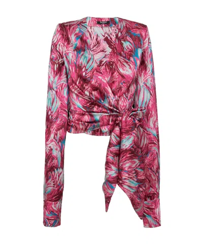 BALMAIN BALMAIN FLORAL PRINTED TIE FRONT TOP