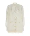 Balmain Bow-detail Cotton-blend Tweed Minidress In White