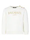 Balmain Ivory Sweatshirt For Girl With Logo In Cream