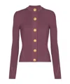 Balmain Fine Knit Cardigan With Buttons In Purple
