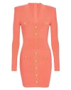 Balmain Button Detail Knitted Dress In Pink