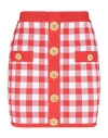 Balmain Vichy Buttoned Mini Skirt In Red